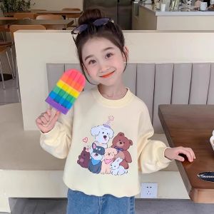 เสื้อสเวตเตอร์เด็กผู้หญิงฤดูใบไม้ผลิและฤดูใบไม้ร่วงสไตล์ต่างประเทศแฟชั่นเด็กผู้หญิงสีแดงสุทธิฤดูใบไม้ร่วงท็อปส์ซูเสื้อผ้าฤดูใบไม้ร่วงของเด็ก