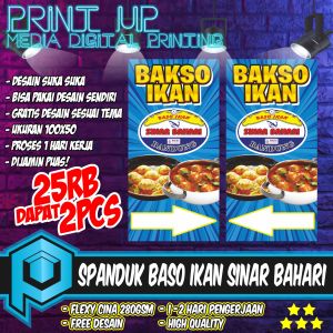 Banner Spanduk DAPAT 2PCS Spanduk bakso ikan ukuran 100x50