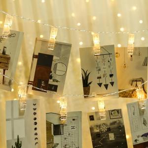 Calistouk 1.5 เมตรString Lights10 LEDพร้อมคลิปตกแต่งห้องโคมไฟติดผนังสตริงเพื่อแขวนภาพถ่าย (สามารถเลือกสี)