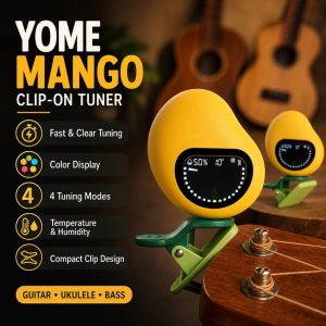 Yome Mango Clip Tuner Guitar Ukulele Base Musical Instrument Electric Guitar