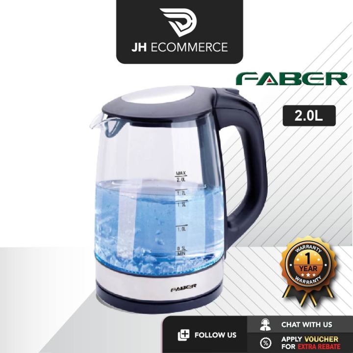 FABER FCK CRISTALLO 180BK 2L GLASS JUG KETTLE w ILLUMINATION