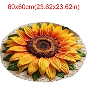 NEXASHOP Soft Sunflower Carpet Non-slip Special-shaped Sunflower Mat Durable 60x60cm Door Gasket for Living Room Tea Table Bedside