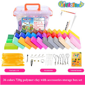 KiddoZone 24 / 36 Colors Air Dry Clay Kit Polymer Clay Magic Modeling Clay Ultra Light Clay with Accessories Tools Storage Box and Tutorials for Kids DIY Crafts 20g Per Color