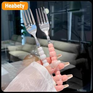 【2-3 days delivery】 Pearl Handle Fork For Dessert Household Steak Stainless Steel Fork Salad Fork Dessert Pasta Fork Kitchen Accessories Gadgets