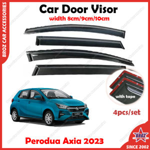 For Perodua Axia 2023 Car Door Visor Wind Deflector Rainproof Sunproof Kening Tingkap Kereta Tape Primer DIY 4pcs/set