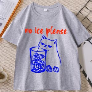 No Ice T Shirt with Cat Pro Immigration T-Shirt Funny Cat Graphic Tees Print Casual Loose Round Neck Short Sleeve Tshirt