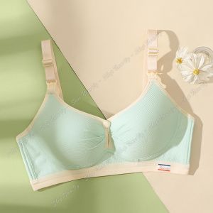Áo ngực bầu cho con bú chống chảy xệ cotton mềm phối viền màu