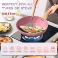 Innerwell Pink Non Stick Frying Pan Set (6PCS) With lid NonStick Coating Fry Pan Suitable All Stove. 
