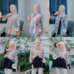 NEW PROMOSI tey17 Batik wanita ASJ SA HRB026 Kenongo Kemeja Tosca Pendek - Baju Batik Wanita 100% Full Katun (Halus, Adem, Tidak Luntur) - Size M-XXL (ECER, GROSIR, LUSINAN) - Batik Pekalongan (EXPORT)