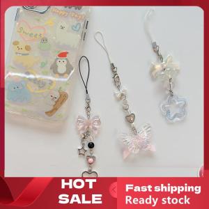 🚚【Local Express Delivery】🚚 1PC Cute Butterfly Bead Handmade Sweet Girl Keychain For IP 11 Camera Kawaii Y2K Love Five Pointed Star Phone Charms Pendant