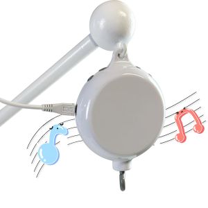 Crib Mobile Motor with SD Card Rotating Hook & Volume Control  Recordable spinner for crib with 35 lullabies. 0-100 volume battery-operated plays MP3 via SD card. Hangs mobiles & toys.