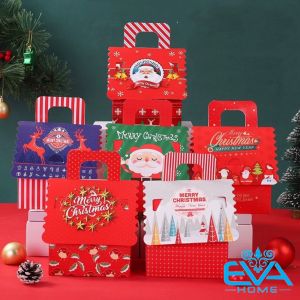 Combo 5 Hộp Quà Noel Dùng Đựng Quà Giáng Sinh Hình Ngôi Nhà Có Quai Xách Nhiều Mẫu M3528