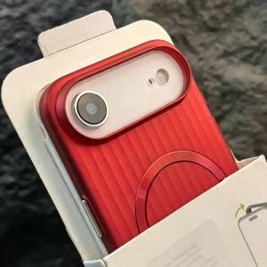 Metallic Paint Matte Corrugated Pattern Shockproof Case For iPhone 17 Air 16E 15 14 13 12 Pro Max Plus For Magsafe Charge Cover