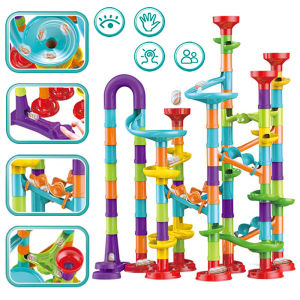 197/142/113PCS Kids DIY Small Part Marble Run Toys Building Block Pipeline Toy Set Mainan Guli Kecil