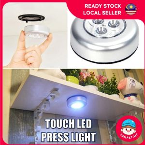 LED Push Touch Lamp 3LED Light Lampu Kitchen Car Cabinet Closet Night Wall Corridor Battery