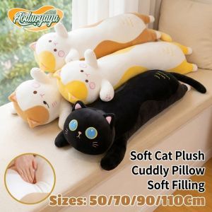 AODUOYAYA Long Cat Plush Pillow to hug Cute Kitty Body Pillows hotdog pillow long for Kids adult room decoration
