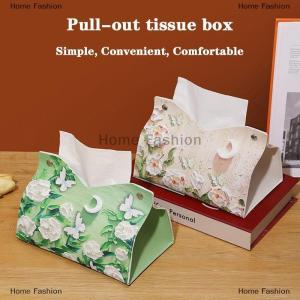 [COD] Home Fashion Oil Painting Style Flowers Tissue Box Creative Tabletop Napkin Box For Home Living Room