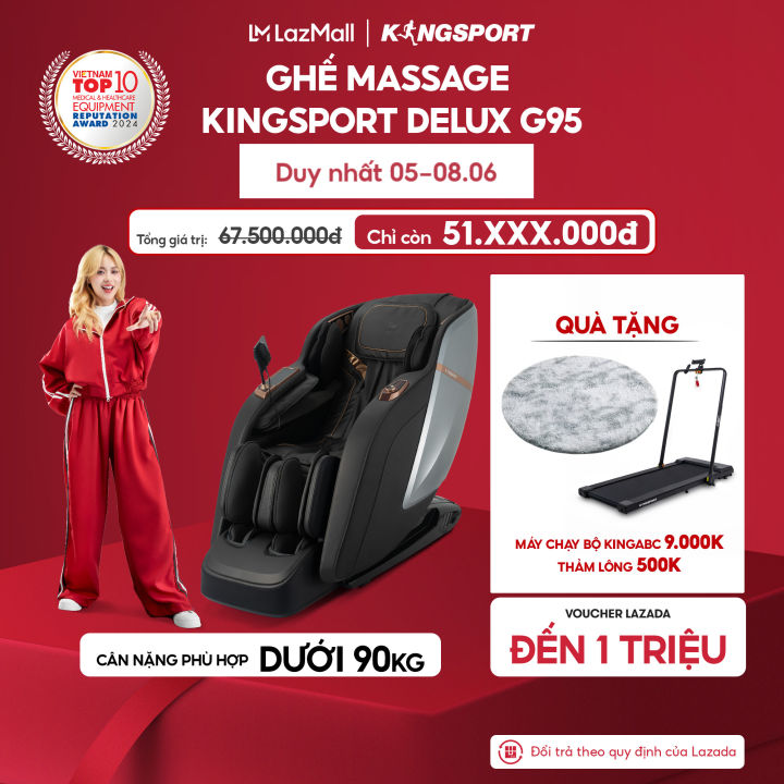 CHỈ GIAO MIỀN NAM I Ghế massage KINGSPORT G95 cao cấp, công nghệ massage 3D Ultra,  công nghệ lọc khí Ion âm, massage từ tính lòng bàn tay