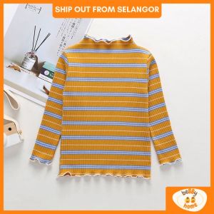 Bebby Home Baju Jalan Budak Perempuan 1-6Y Baju Baby Girl Stripe Shirt Kids Girl Blouse Kids Girl Long Sleeve Baju Belang Jalur Lengan Panjang Baju Budak Perempuan Kids Clothes Toddler Baju Kanak Kanak Baju Raya Budak