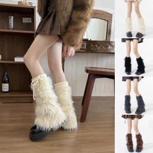 NEXTYOO Y2K Bảo vệ chân Lông thú đa năng Bao chân lông thú Hợp thời trang Dày hơn Vớ Harajuku Mùa đông cho phụ nữ