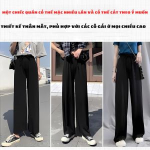 QUẦN ỐNG RỘNG NỮ VẢI LANH ĐEN TRƠN (SIZE 40-60KG)