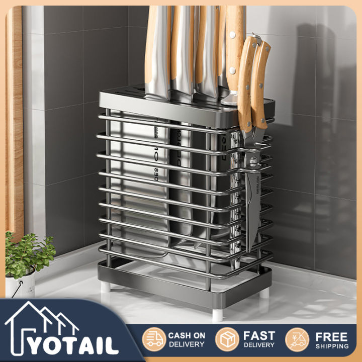 YOTAIL Household kitchen 304 stainless steel knife holder countertop ...