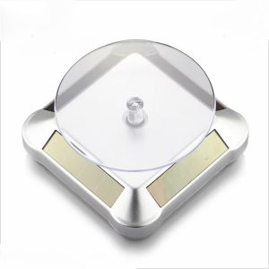 DJDK Turntable Designed Solar Jewelry Display Stand Displaying Watches Bracelet Necklace Rotating Table Solar Power Home Use Automatic Rotating Display Stand Jewelry Organizer