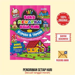 Buku Mewarnai Usia Dini Tema Rumah & Taman Bonus Stiker Aktivitas Anak