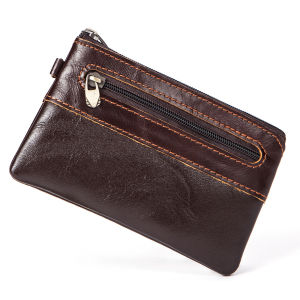Genuine Leather Retro Coin Purse Card Holder Men and Women Zipper Slim Wallet Thin Portable Small Change Pouch