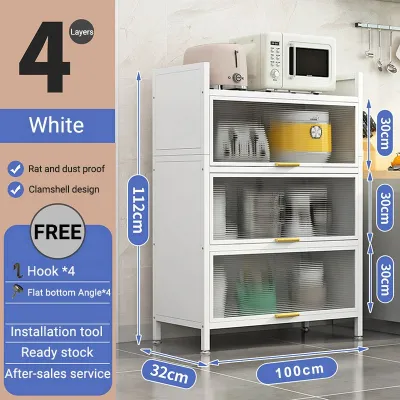 ⚡SG Delivery⚡ Kitchen Cabinet Microwave Oven Rack Storage Shelves with Door Cupboard Cutlery Storage Multifunctional shelf