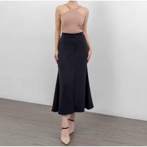 Skirt Rok Flare Lunar Mermaid Duyung Panjang Maxi Midi Wanita Bahan Scuba melar style Kekinian
