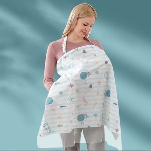 CHARMST Mesh Breastfeeding Cover Cartoon Cotton Baby Stroller Blanket Multifunctional Adjustable Outdoor Nursing Towel Outdoor