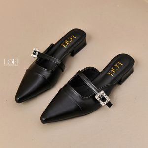 LOEI Felice Sepatu Mules Heels Permata Strap Hak Tahu Wanita Terbaru Desain Elegan dan Nyaman 7919