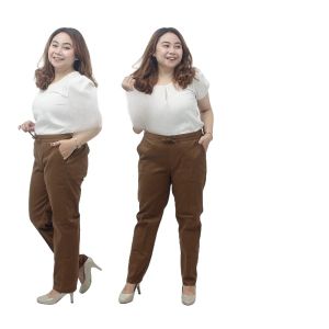Putri Nasya - Celana Big Size Panjang Ukuran 8L6L5L4L2LXLS Fit To L Warna Moca Cream Hitam Capucino Abu Muda Tua