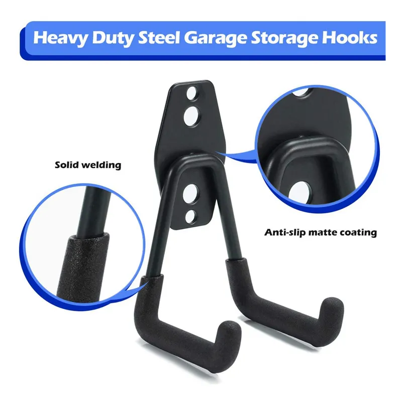 Heavy Duty Metal Hook Garage Organizer Wall Mount Bicycle Hanger Hooks Wall  Mount Anti-Slip Storage Hook For Power Tools Ladders Bulk Items Bikes Ropes Garden  Holder