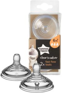 Tommee Tippee Closer To Nature Teats Fast Flow (6 Months+) - 2PK - Kukucak