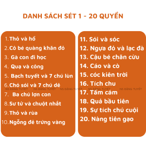 (Bộ 20 quyển )Truyện cổ tích Việt Nam và Thế Giới  Song ngữ  Anh Việt- Có file nghe Tiếng Việt
