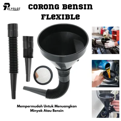 Carzkool Nozzle Corong Air Minyak Bensin Flexsible Wide Mouth Funnel Corong Saringan oli
