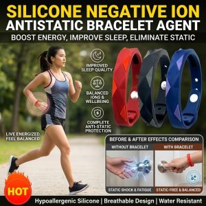 Magnetic Bracelet For Health Power Ionics Bracelet Anti Static Silicone Waterproof Health Care Bracelet For Men Women