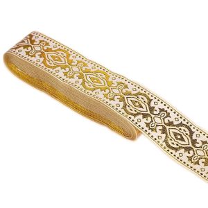 3.3cm/7m White Gold Red Gold Woven Ribbon Trim Fringe Ribbon Wide Fabri Ribbon for Home Curtain