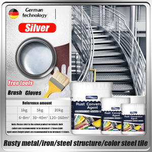 ✨50 years without rust✨ anti rust paint for metal metal paint for metal gate rust converter silver paint for metal gate paint rust remover spray door paint primers 2000g Rust Removal/Conversion/Color Change 3 in1