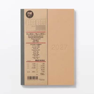 [NEW ARRIVAL] MUJI 2027 Monday Start Monthly/Weekly Planner / From Dec. 2026