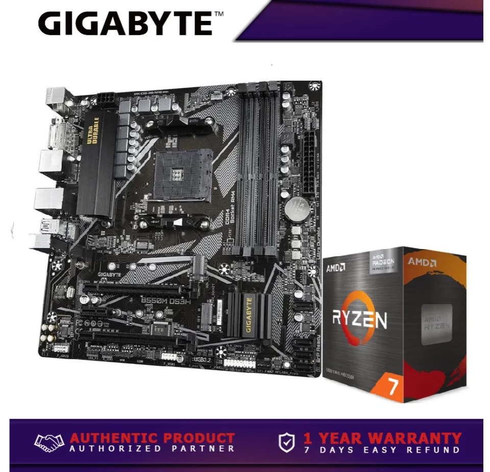 Gigabyte B550m Ds3h Amd Ryzen Cpu Motherboard Combo AMD Ryzen 5500 CPU Gigabyte B550M DS3H Motherboard 16GB DDR4 RAM  Combo
