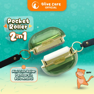 Olive Care Pembersih Bulu Kucing/Anjing POCKET ROLLER 2in1 Mini Size Dua Sisi Stiker Roll & Sikat
