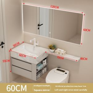 [Cozy ]Smart Bathroom Cabinet Defogging Waterproof Bathroom Mirror Cabinet Large Capacity Rock Slab Basin