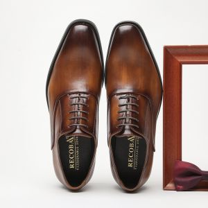 RUCHI Men Formal Shoes British Simple Soft Surface Business Leather Shoes Mens Casual Office Wedding Shoes