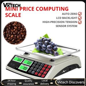 【Vodool】40kg/1g Commercial Price Scale with Stainless Steel Plate Electronic Small Scale Waterproof for Farmers Market Meat Shop