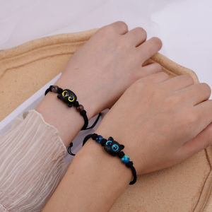 Fashion Cat Star Couple Bracelet Shell Stars Black Bracelet Natural Stone Kitten Beaded Bracelet
