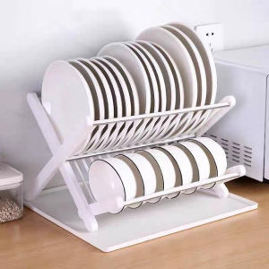 <LazMall> X Shape Plastic Dish Drainer Rack Foldable Rak Plastic High Quality Plastic Dish Rack bowls & plates