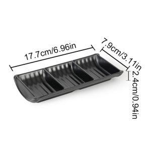 MILAN Japanese Style Melamine Sauce Dishes Black Multi-grid Sushi Soy Dipping Sauce Bowl Multifunction Vinegar Dishes Snack Plate For Storage Plate